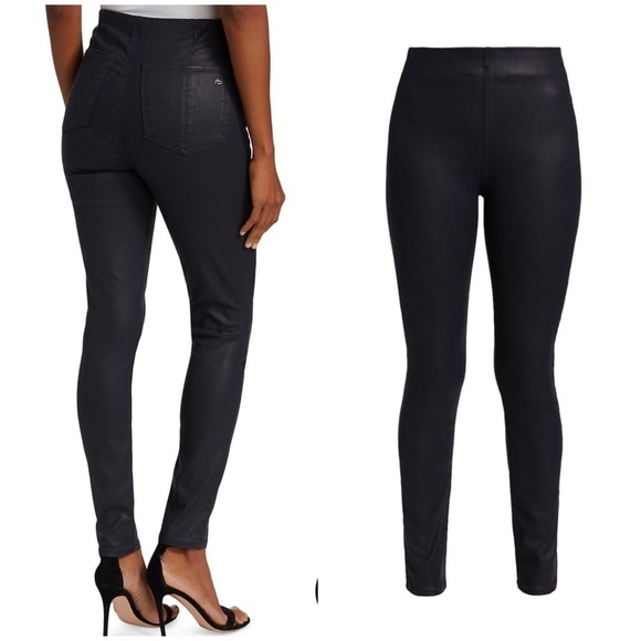 Rag & Bone navy high rise pull on skinny jeans - Picture 2 of 9